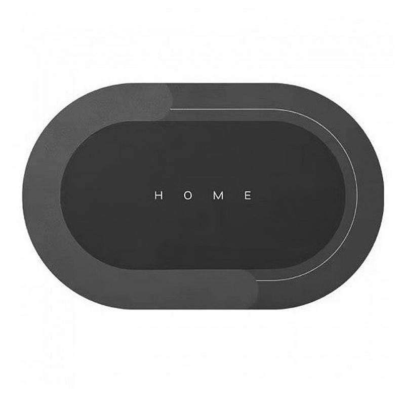 Covor de Baie Antiderapant SIKS, Model „Home”,Oval, 57 x 38 cm, Negru