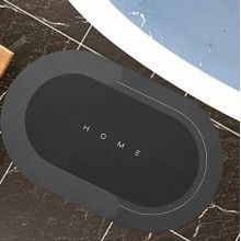 Covor de Baie Antiderapant SIKS, Model „Home”,Oval, 57 x 38 cm, Negru