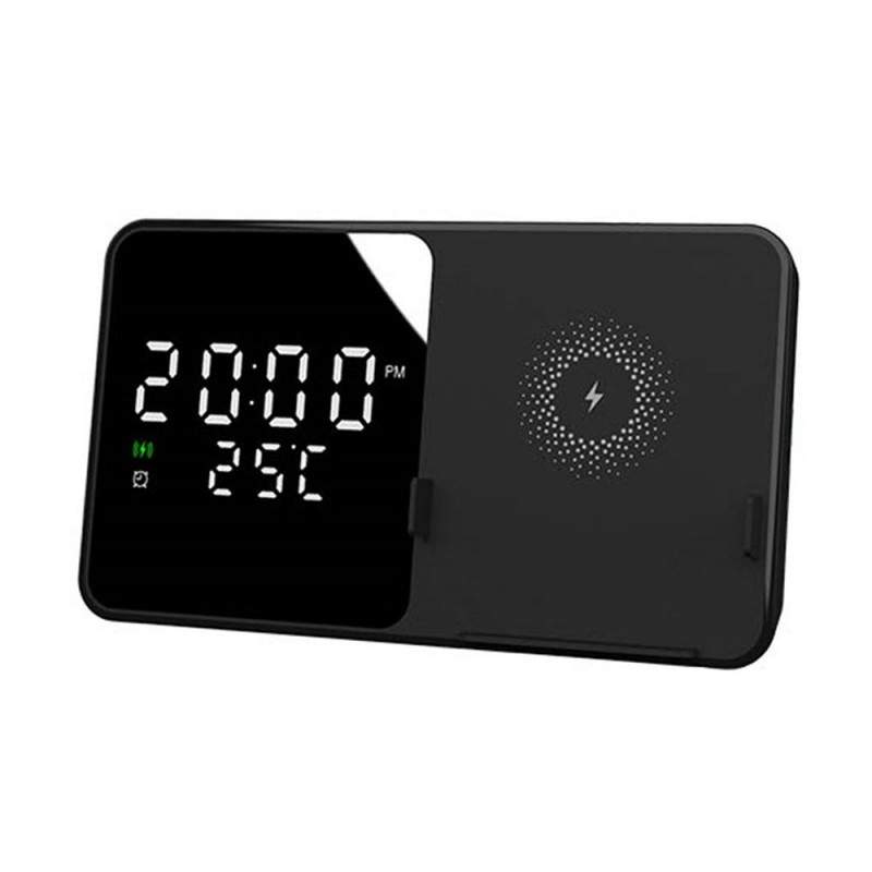 Ceas Desteptator 2 in 1 SIKS cu Incarcare Wireless Model W5, Afisaj Temperatura, Negru Ceas Desteptator 2 in 1 SIKS cu Incarcare Wireless Model W5, Afisaj Temperatura, Negru