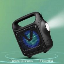 Boxa Portabila Wireless KTS1186 SIKS, Stereo, 5V, Incarcare USB, Acumulator 1200 mAh, FM, Slot Card TF si Microfon, Lumini LE...
