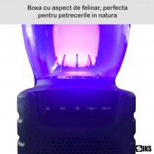 Boxa Tip Felinar Audio Bluetooth KTS118 SIKS, Led,Radio FM, Suport MP3, USB si Card TF, Negru