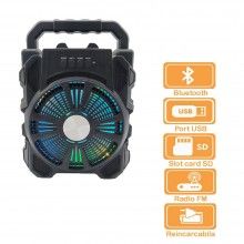 Boxa Portabila HF2170 SIKS, Stereo, 5V, USB, Acumulator, Mod Radio FM, Slot Card TF, Compatibila Microfon, Lumini LED, Negru