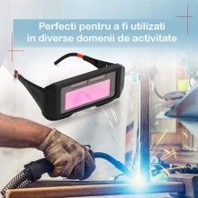Ochelari de Protectie SIKS pentru Sudura, Auto-Intunecare, Anti-Vant, Anti-Praf, Negru/Rosu