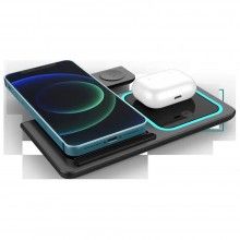 Incarcator Wireless 3 in 1 SIKS pentru Smartphone, Smartwatch, Carcasa Casti, Incarcare Rapida, Lumina LED, Negru Incarcator Wireless 3 in 1 SIKS pentru Smartphone, Smartwatch, Carcasa Casti, Incarcare Rapida, Lumina LED, Negru