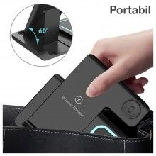 Incarcator Wireless 3 in 1 SIKS pentru Smartphone, Smartwatch, Carcasa Casti, Incarcare Rapida, Lumina LED, Negru Incarcator Wireless 3 in 1 SIKS pentru Smartphone, Smartwatch, Carcasa Casti, Incarcare Rapida, Lumina LED, Negru