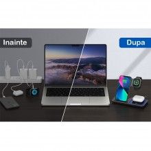 Incarcator Wireless 3 in 1 SIKS pentru Smartphone, Smartwatch, Carcasa Casti, Incarcare Rapida, Lumina LED, Negru Incarcator Wireless 3 in 1 SIKS pentru Smartphone, Smartwatch, Carcasa Casti, Incarcare Rapida, Lumina LED, Negru