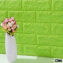 Tapet 3D Autoadeziv SIKS, Model Caramida in Relief, Verde, Design Modern, Rezistent la Apa, Usor de Curatat, Dimensiuni 77x70cm