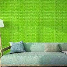 Tapet 3D Autoadeziv SIKS, Model Caramida in Relief, Verde, Design Modern, Rezistent la Apa, Usor de Curatat, Dimensiuni 77x70cm