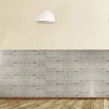 Tapet 3D Autoadeziv SIKS, Model Lemn in Relief, Gri, Design Modern, Rezistent la Apa, Usor de Curatat, Dimensiuni 77x70cm