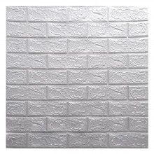 Tapet 3D Autoadeziv SIKS, Model Caramida in Relief,Silver, Design Modern, Rezistent la Apa, Usor de Curatat, Dimensiuni 77x70cm