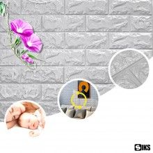 Tapet 3D Autoadeziv SIKS, Model Caramida in Relief,Silver, Design Modern, Rezistent la Apa, Usor de Curatat, Dimensiuni 77x70cm