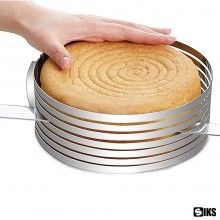 Inel ajustabil SIKS pentru tort, inox, 6 spatii pentru feliere, argintiu , 24 - 30 cm