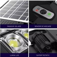 Lampa Solara Stradala W789A4 SIKS, Cu 8 Casete, Stalp Solar De Exterior, Control de la Distanta, Senzor de Lumina si Senzor d... Lampa Solara Stradala W789A4 SIKS, Cu 8 Casete, Stalp Solar De Exterior, Control de la Distanta, Senzor de Lumina si Senzor d...