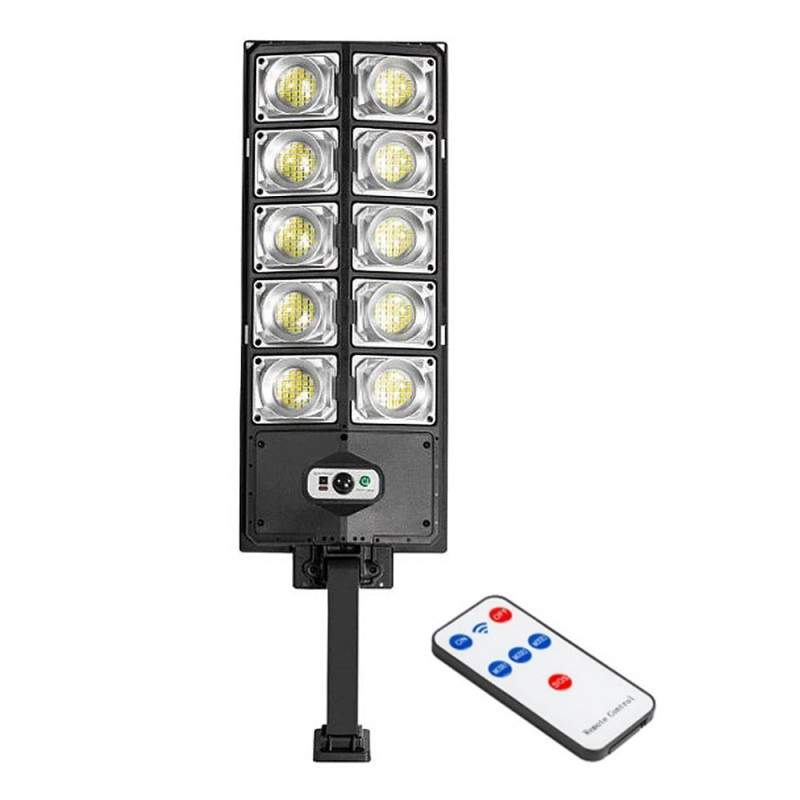 Lampa Solara Stradala W789A5 SIKS, Cu 10 Casete, Stalp Solar De Exterior, Control de la distanta, Senzor de Lumina si Senzor ...