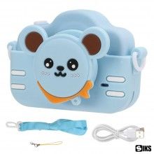 Camera Foto/Video SIKS pentru Copii, Model Ursulet 1080P, HD, Ecran 2 inch, Jocuri Incluse, Acumulator 600 mAh, Albastru