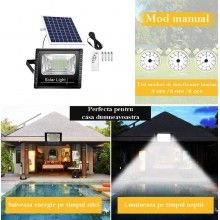 Proiector LED EDAR, pentru Exterior, Panou Solar, Putere 200W, Grad de Protectie IP 67, Control prin Telecomanda, Incarcare S... Proiector LED EDAR, pentru Exterior, Panou Solar, Putere 200W, Grad de Protectie IP 67, Control prin Telecomanda, Incarcare S...