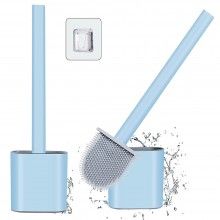 Perie de Toaleta SIKS, Flexibila, din Silicon, cu Suport din Plastic, Aspect Modern, Blue/Gri
