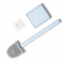 Perie de Toaleta SIKS, Flexibila, din Silicon, cu Suport din Plastic, Aspect Modern, Blue/Gri