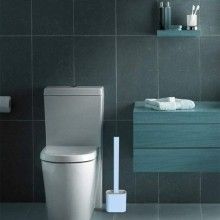 Perie de Toaleta SIKS, Flexibila, din Silicon, cu Suport din Plastic, Aspect Modern, Blue/Gri