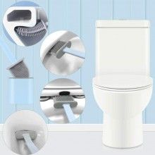 Perie de Toaleta SIKS, Flexibila, din Silicon, cu Suport din Plastic, Aspect Modern, Blue/Gri