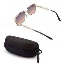 Ochelari De Soare Polarizati M22 SIKS Cu Lentile In Gradient Negru/Maro, Insertie Brat Tip Lant Alb, De Condus + Toc Cadou