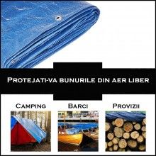 Prelata SIKS cu Inele, Impermeabila, Protectie UV, Lungime 3 m, Latime 4m, Culoare Albastru