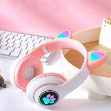 Casti Wireless Pliabile SIKS, Urechi de Pisica, Bluetooth 5.0, Handsfree, HiFi, Bass Stereo, LED, TF, Roz Casti Wireless Pliabile SIKS, Urechi de Pisica, Bluetooth 5.0, Handsfree, HiFi, Bass Stereo, LED, TF, Roz