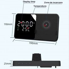 Ceas Desteptator EDAR Model W5, Acumulator, Functii de Alarma, Calendar, Termometru si Incarcare WIreless, Suport, Negru Ceas Desteptator EDAR Model W5, Acumulator, Functii de Alarma, Calendar, Termometru si Incarcare WIreless, Suport, Negru