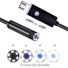 Camera Endoscop EDAR, Ideala pentru Telefon, Instalatii, Grad de Protectie IP67, 6 x LED, Lumina Ajustabila, Conexiune USB/Mi...