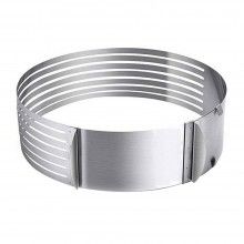 Inel Ajustabil EDAR pentru Tort, 6 Spatii pentru Feliere Blat, Diametru 24 - 30 cm, Inox, Argintiu