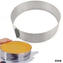 Inel Ajustabil EDAR pentru Tort, 6 Spatii pentru Feliere Blat, Diametru 24 - 30 cm, Inox, Argintiu