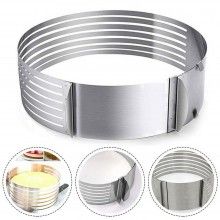 Inel Ajustabil EDAR pentru Tort, 6 Spatii pentru Feliere Blat, Diametru 24 - 30 cm, Inox, Argintiu Inel Ajustabil EDAR pentru Tort, 6 Spatii pentru Feliere Blat, Diametru 24 - 30 cm, Inox, Argintiu