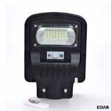 Lampa Solara Stradala EDAR Model JTG50G, Control de la Distanta cu Telecomanda, Panoul Solar, 50W, 48 LED-uri, Negru