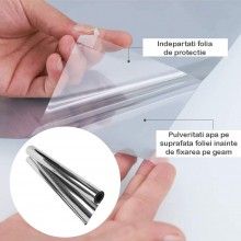 Folie Reflexiva EDAR Pentru Geamuri Interioare, Protectie Solara UV, Efect De Oglinda, 60x300cm, Aplicare Usoara, Argintiu Folie Reflexiva EDAR Pentru Geamuri Interioare, Protectie Solara UV, Efect De Oglinda, 60x300cm, Aplicare Usoara, Argintiu