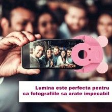 Lampa Led Roz SIKS, Selfie Ring Urs, Lumina Portabila Pentru Telefon Lampa Led Roz SIKS, Selfie Ring Urs, Lumina Portabila Pentru Telefon