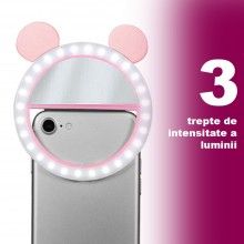Lampa Led Roz SIKS, Selfie Ring Urs, Lumina Portabila Pentru Telefon Lampa Led Roz SIKS, Selfie Ring Urs, Lumina Portabila Pentru Telefon