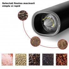 Rasnita Electrica SIKS Cu Inductie Gravitationala Pentru Condimente, 4 Baterii AAA, Indicator Led, Sare/Piper, Buton On/Off, ... Rasnita Electrica SIKS Cu Inductie Gravitationala Pentru Condimente, 4 Baterii AAA, Indicator Led, Sare/Piper, Buton On/Off, ...