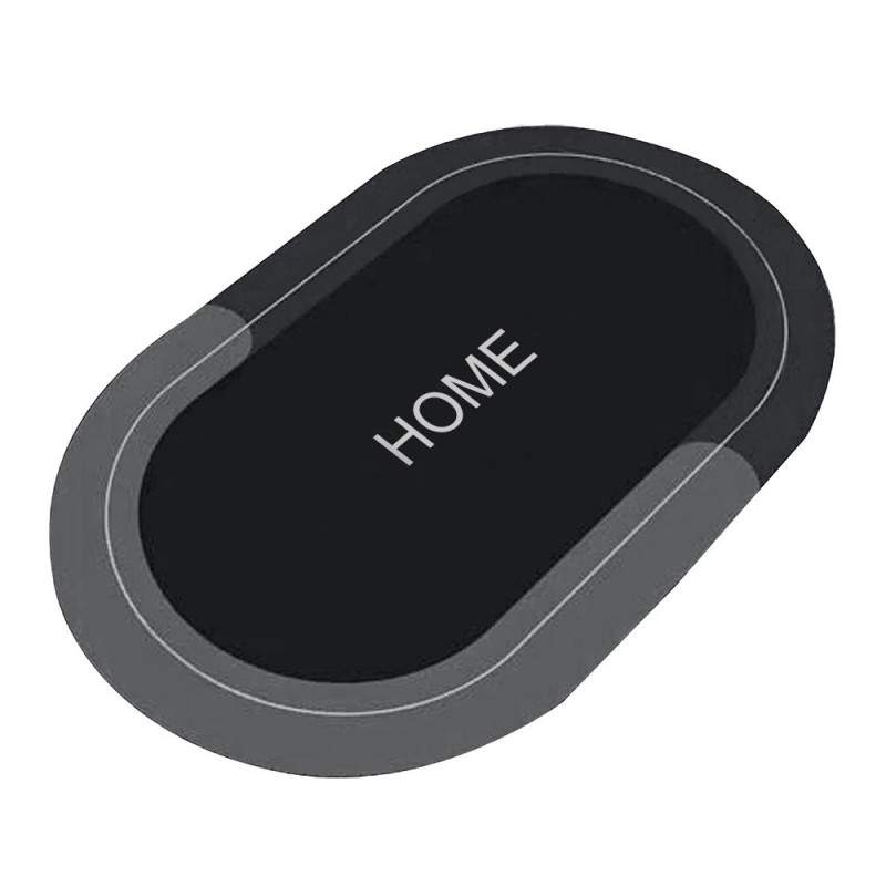 Covor de Baie Antiderapant SIKS, Model „Home”, Substrat Absorbant, Covoras cu Uscare Rapida, Oval, 77 x 48 cm, Negru