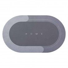 Covor de Baie Antiderapant SIKS, Model „Home”, Substrat absorbant, Covoras cu Uscare rapida, Oval, 78 x 48 cm, Gri Deschis