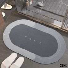 Covor de Baie Antiderapant SIKS, Model „Home”, Substrat absorbant, Covoras cu Uscare rapida, Oval, 78 x 48 cm, Gri Deschis