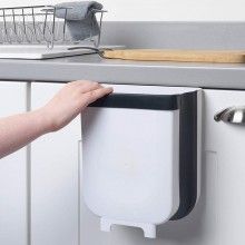 Cos De Gunoi Suspendat SIKS, Pliabil, Pentru Usa Dulap, Alb Si Negru
