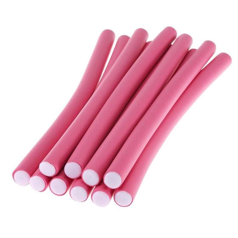 Set 10 Bigudiuri SIKS®, flexibile si confortabile, numarul 1, culoarea roz