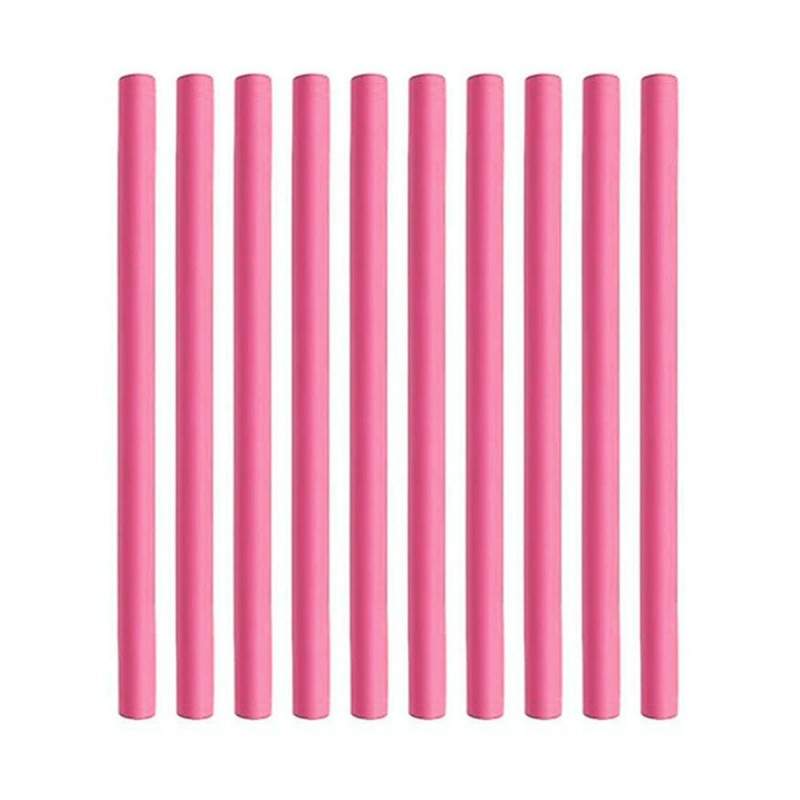 Set 10 Bigudiuri SIKS®, flexibile si confortabile, numarul 4, culoarea roz