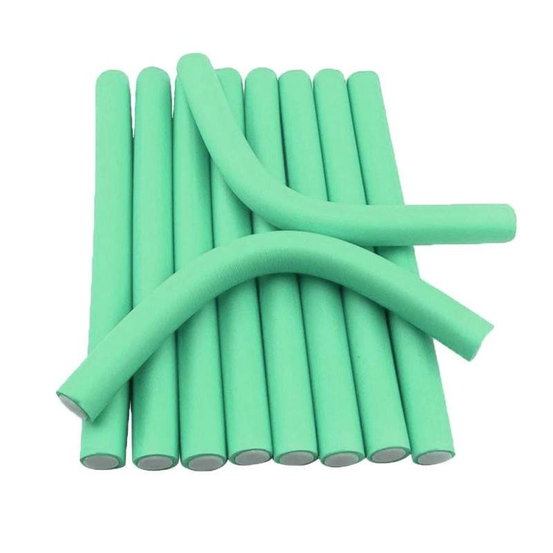 Set 10 Bigudiuri SIKS® aplicare pe parul umed/uscat, flexibile, numarul 1, culoarea turcoaz