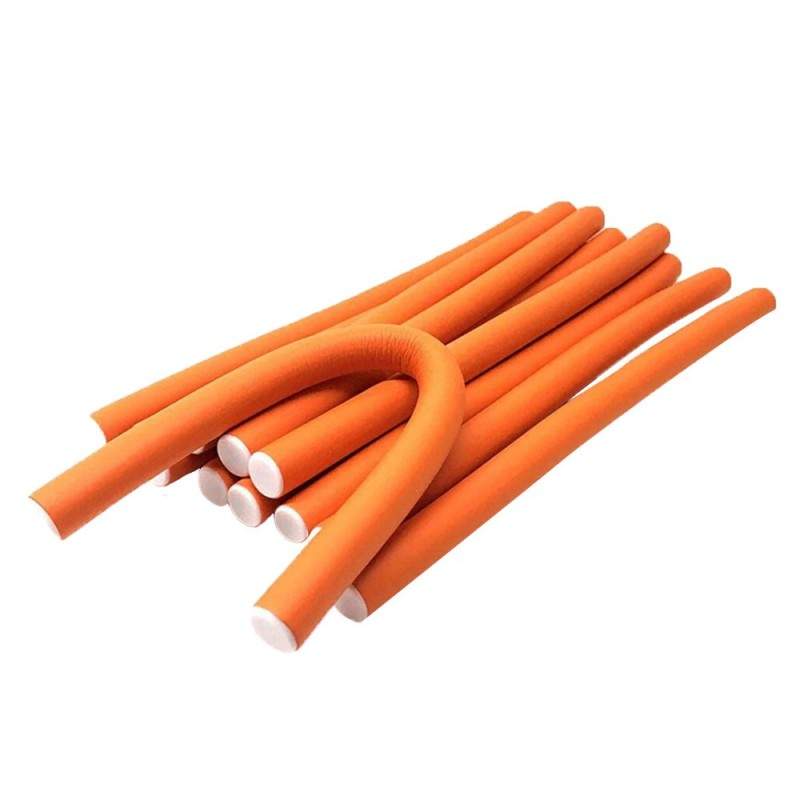 Set 10 Bigudiuri SIKS, aplicare pe parul umed/uscat, flexibile, numarul 1, culoarea Portocaliu