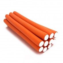 Set 10 Bigudiuri SIKS, aplicare pe parul umed/uscat, flexibile, numarul 1, culoarea Portocaliu