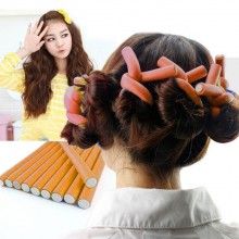 Set 10 Bigudiuri SIKS, Aplicare pe Parul Umed/Uscat, Flexibile, Numarul 2, Culoarea Potrocaliu