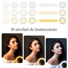 Lampa Circulara cu LED EDAR, 120 LED-uri, 10 inch, Telecomanda Selfie Inclusa, Trepied, Ideala pentru Fotografii, Clipuri Vid...