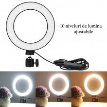 Lampa Circulara Profesionala EDAR cu LED pentru Fotografii, Clipuri Video, 14 inch, 220 LED-uri, Conexiune USB, Nivel Luminoz... Lampa Circulara Profesionala EDAR cu LED pentru Fotografii, Clipuri Video, 14 inch, 220 LED-uri, Conexiune USB, Nivel Luminoz...