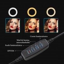 Lampa Circulara Profesionala EDAR cu LED pentru Fotografii, Clipuri Video, 14 inch, 220 LED-uri, Conexiune USB, Nivel Luminoz... Lampa Circulara Profesionala EDAR cu LED pentru Fotografii, Clipuri Video, 14 inch, 220 LED-uri, Conexiune USB, Nivel Luminoz...